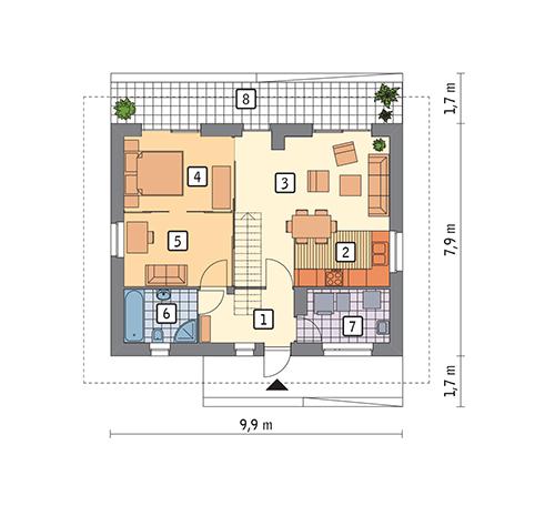 Rzut parteru POW. 59,1 m²