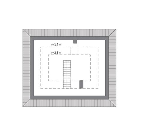 Rzut poddasza: do indywidualnej adaptacji (23,2 m2 powierzchni użytkowej)