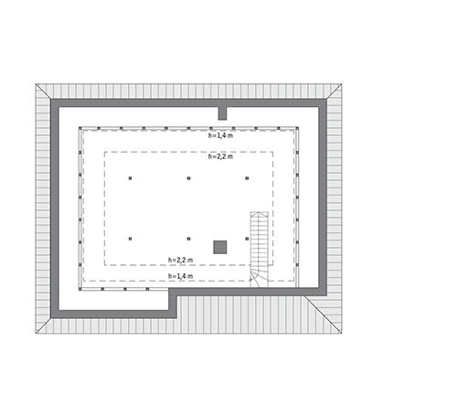 Rzut poddasza: do indywidualnej adaptacji (69,1 m2 powierzchni użytkowej)