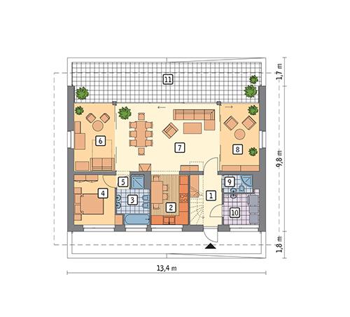 Rzut parteru POW. 92,4 m²