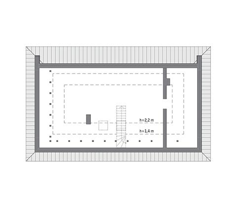 Rzut poddasza: do indywidualnej adaptacji (55,2 m2 powierzchni użytkowej)