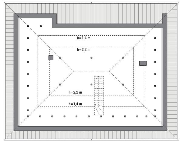 Rzut poddasza: do indywidualnej adaptacji (53,8 m2 powierzchni użytkowej)
