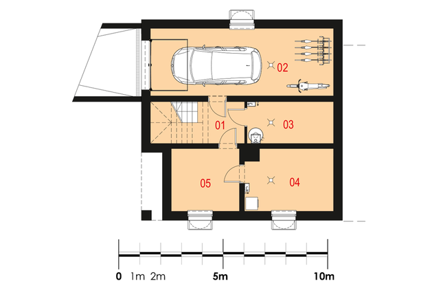 Rzut piwnicy POW. 66,7 m²