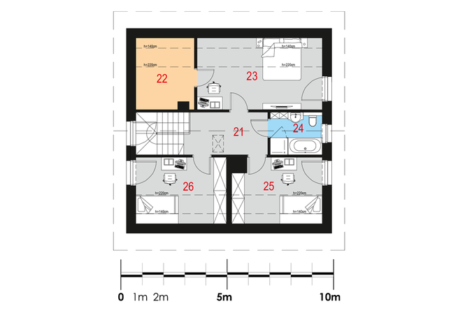 Rzut poddasza POW. 69,9 m²