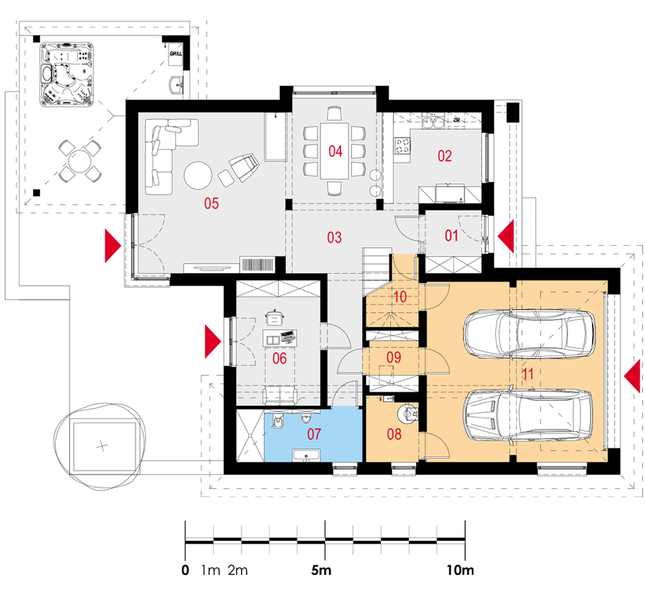 Rzut parteru POW. 149,8 m²