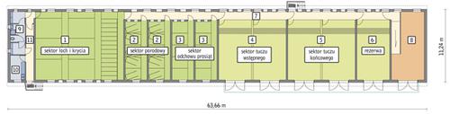 Rzut przyziemia POW. 626,9 m²