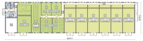 Rzut przyziemia POW. 888,4 m²