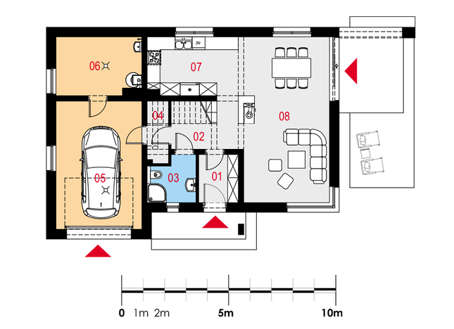 Rzut parteru POW. 92,6 m²
