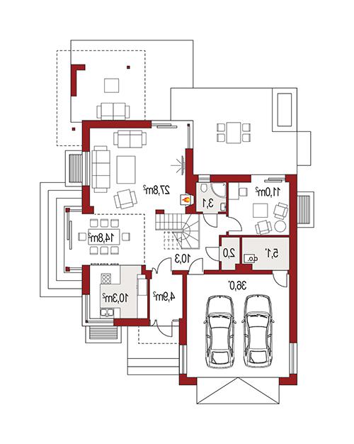 Rzut parteru lustro POW. 0,0 m²