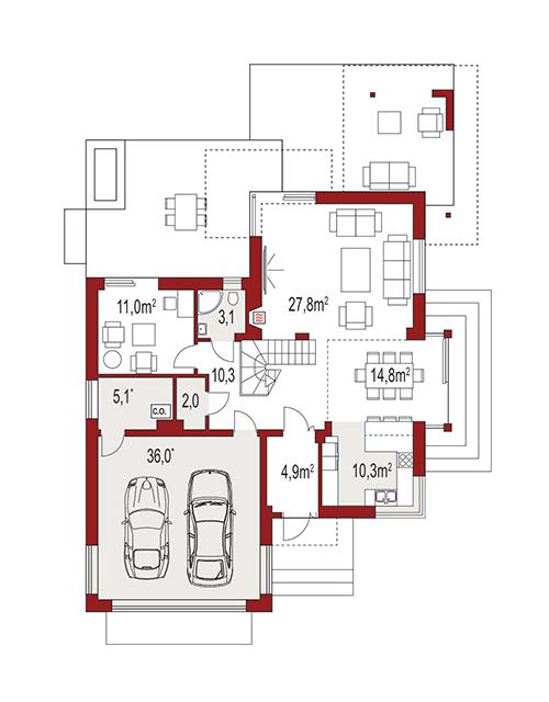 Rzut parteru POW. 0,0 m²