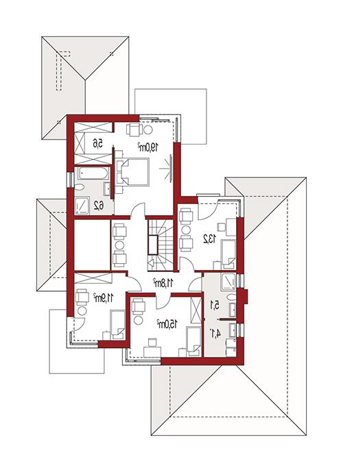 Rzut piętra lustro POW. 0,0 m²