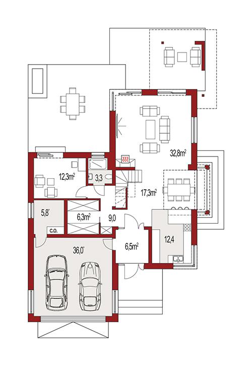 Rzut parteru POW. 0,0 m²