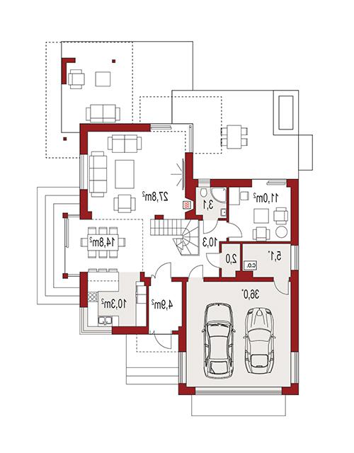 Rzut parteru lustro POW. 0,0 m²