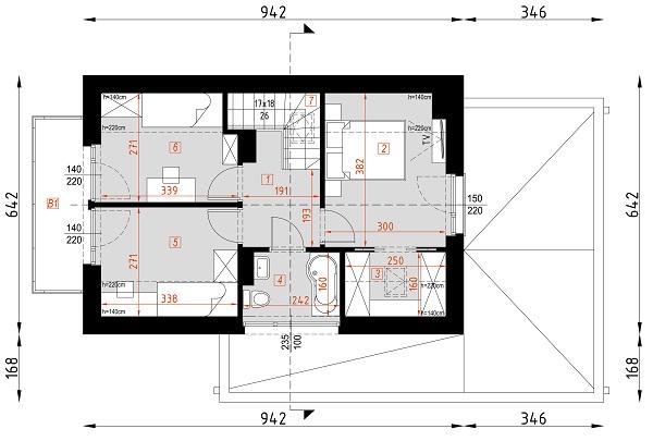 Rzut poddasza POW. 43,2 m²