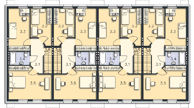 Rzut poddasza: mieszkanie 2 (piętro + poddasze) 120,2 m2 p.u. POW. 62,2 m²