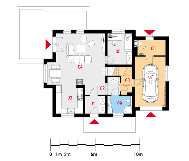 Rzut parteru POW. 100,4 m²