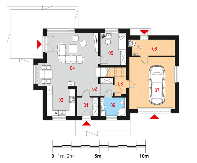 Rzut parteru POW. 111,1 m²