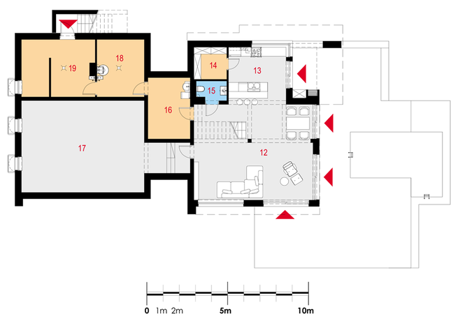 Rzut parteru POW. 160,0 m²