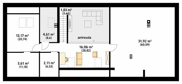 Rzut poddasza POW. 139,6 m²