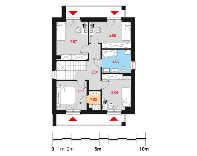 Rzut piętra POW. 67,3 m²