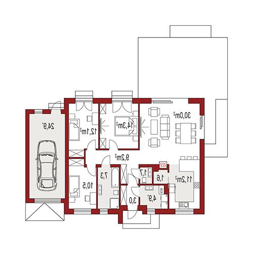 Rzut parteru lustro POW. 0,0 m²