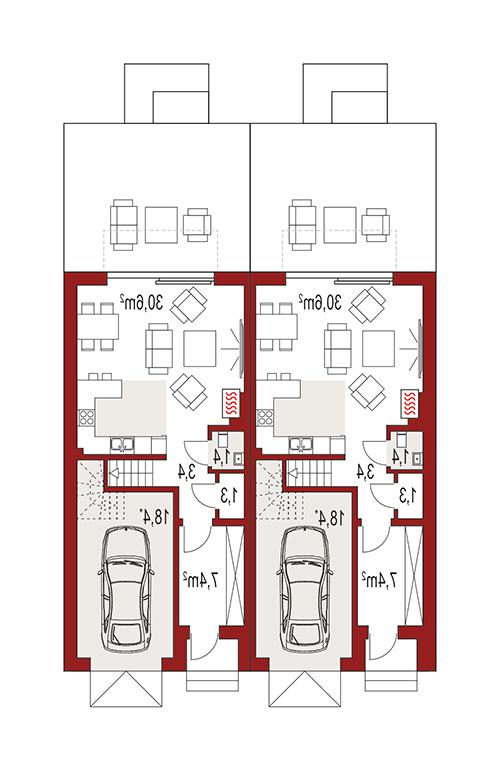 Rzut parteru lustro POW. 0,0 m²