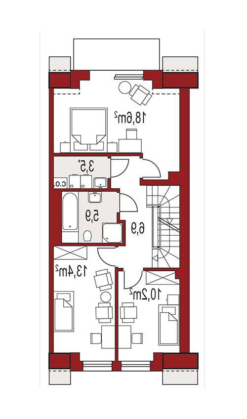Rzut piętra lustro POW. 0,0 m²