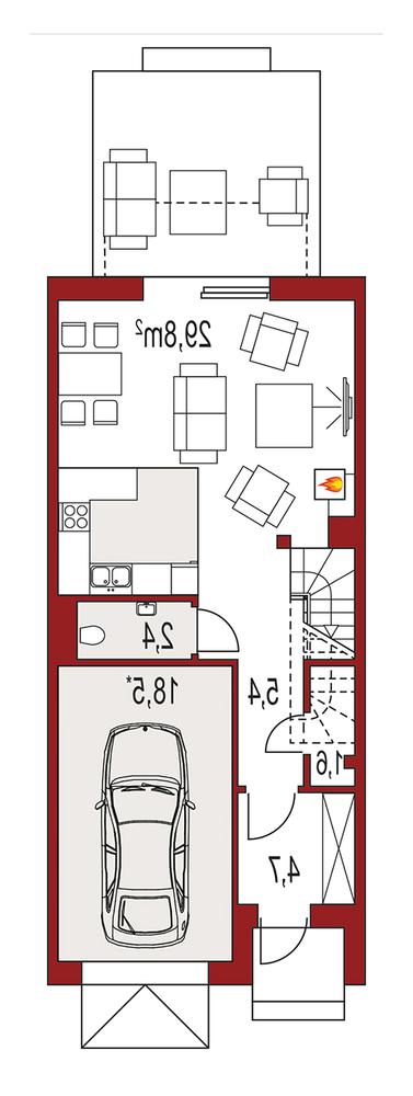 Rzut parteru lustro POW. 0,0 m²
