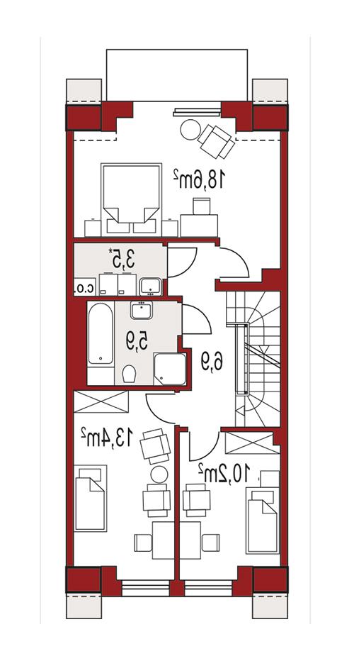 Rzut piętra lustro POW. 0,0 m²