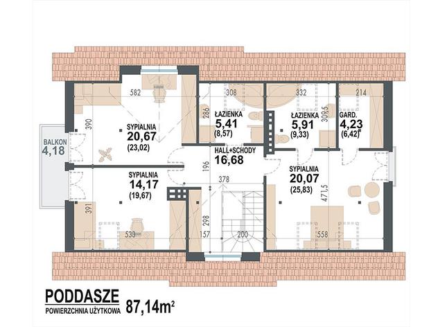 Rzut poddasza POW. 108,8 m²