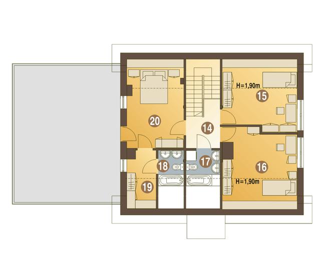 Rzut poddasza POW. 75,6 m²