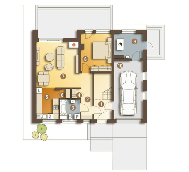 Rzut parteru POW. 85,9 m²