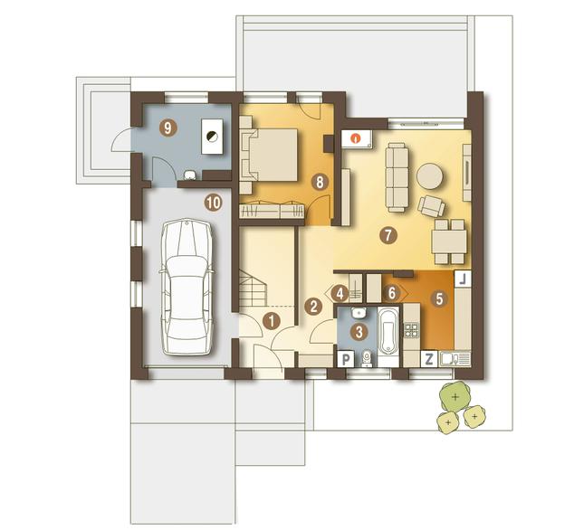Rzut parteru lustro POW. 85,9 m²