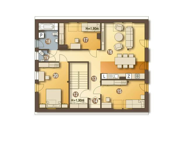 Rzut poddasza lustro POW. 96,4 m²