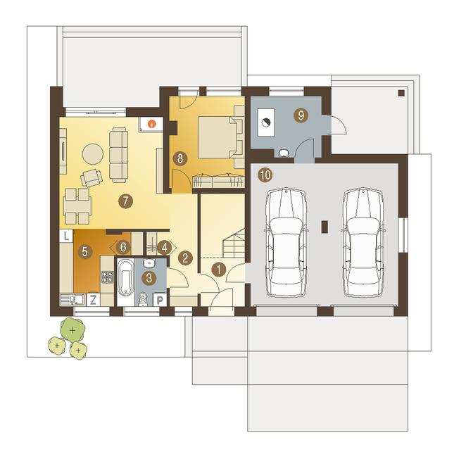 Rzut parteru POW. 105,5 m²