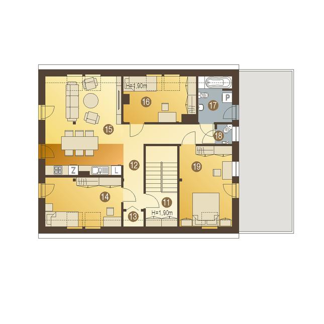 Rzut poddasza POW. 96,4 m²