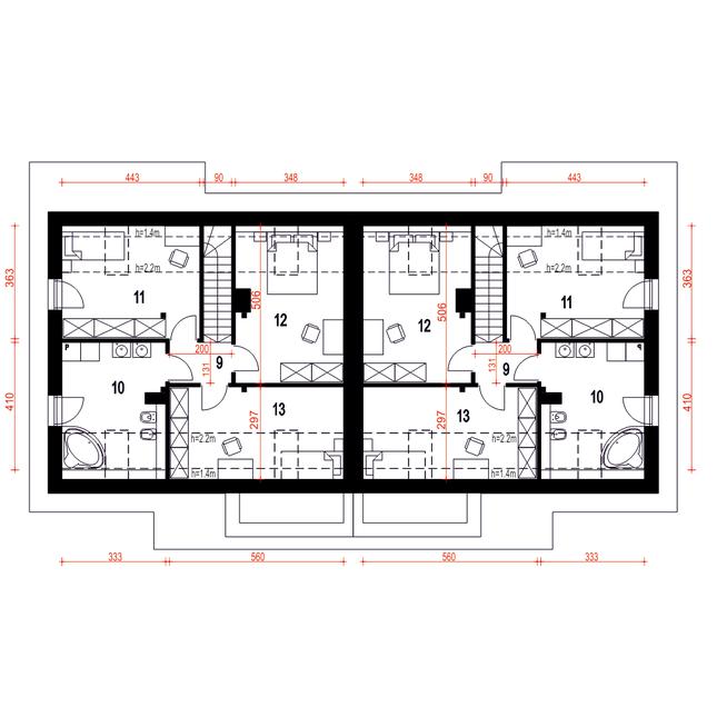 Rzut poddasza POW. 65,8 m²