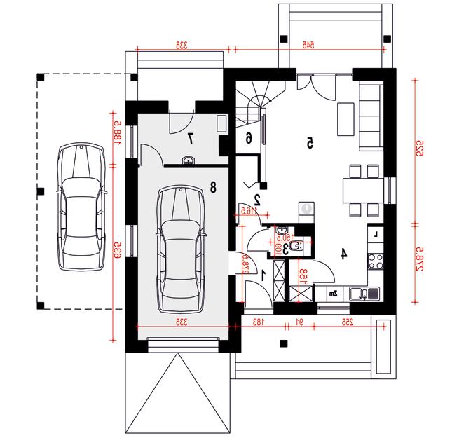 Rzut parteru lustro POW. 70,6 m²