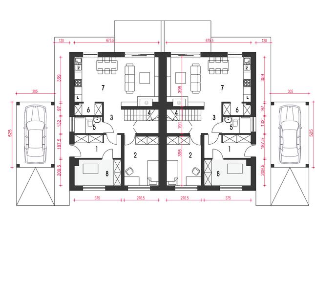Rzut parteru POW. 65,5 m²