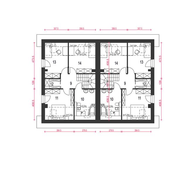 Rzut poddasza POW. 61,1 m²
