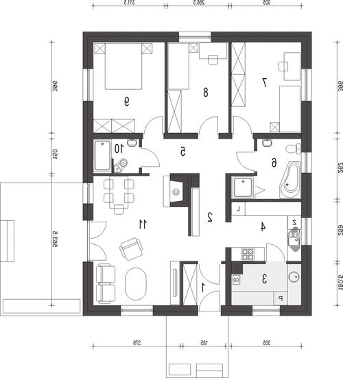 Rzut parteru lustro POW. 94,1 m²