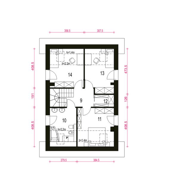 Rzut poddasza POW. 61,1 m²