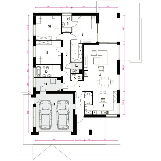Rzut parteru POW. 180,3 m²