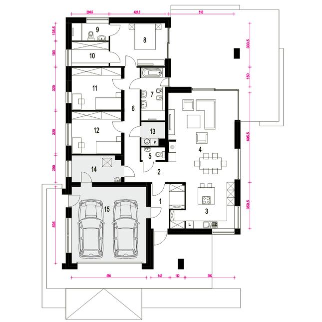 Rzut parteru POW. 174,5 m²