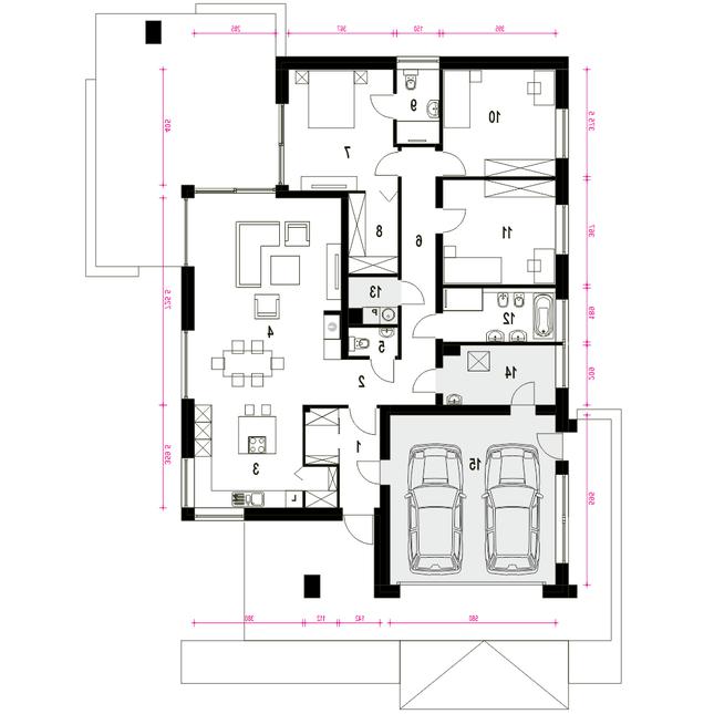 Rzut parteru lustro POW. 180,3 m²