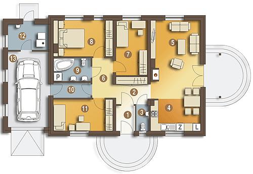 Rzut parteru POW. 118,6 m²