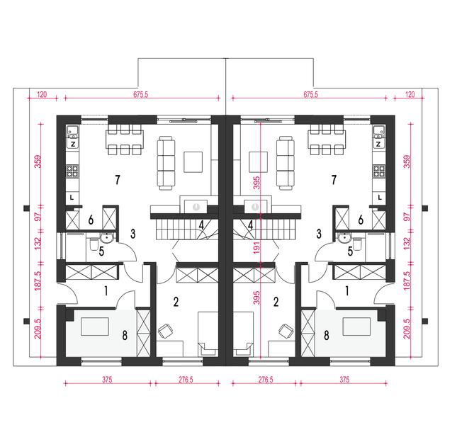 Rzut parteru POW. 65,5 m²