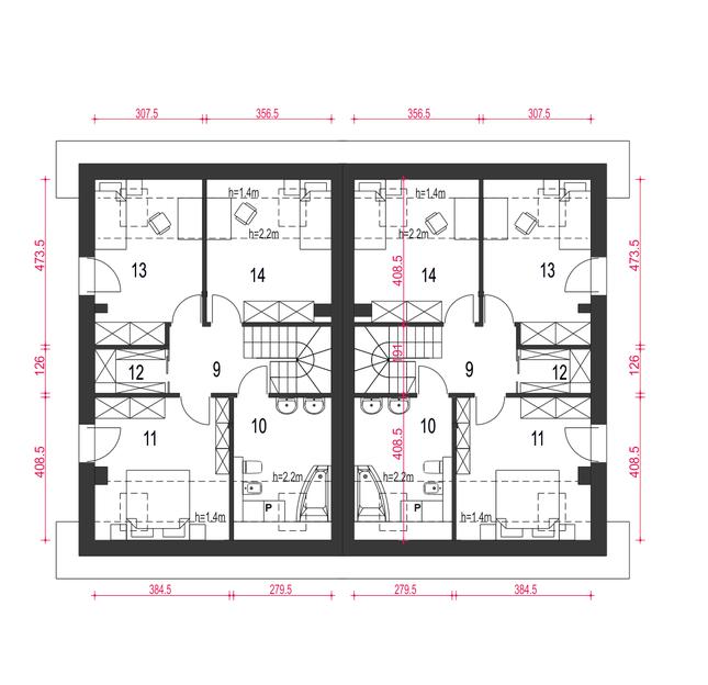 Rzut poddasza POW. 61,1 m²