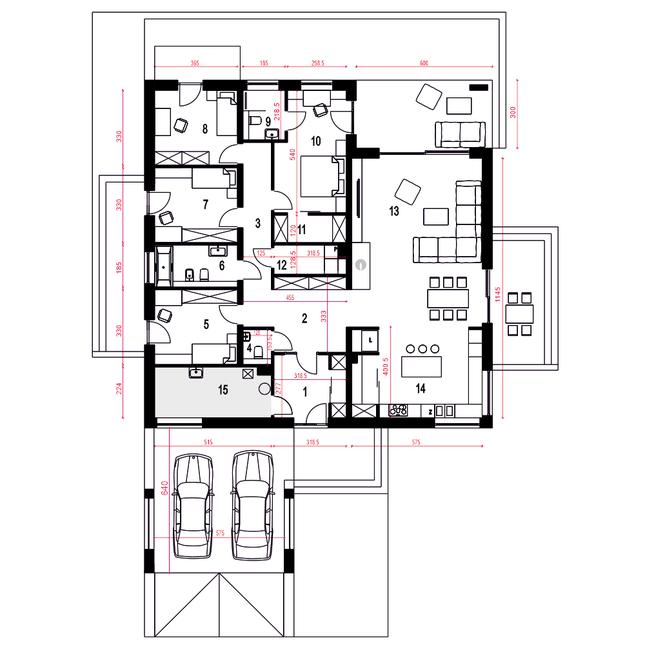 Rzut parteru POW. 176,3 m²