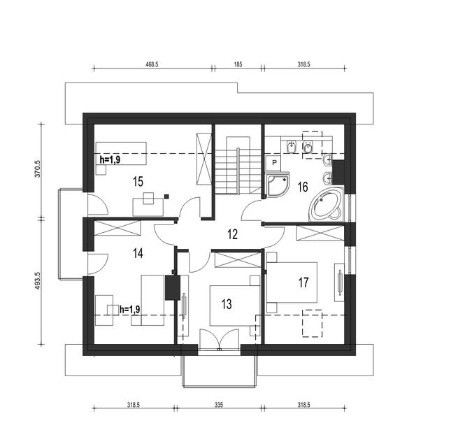 Rzut poddasza POW. 77,3 m²